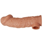 Телесная насадка на фаллос с отверстием для мошонки EXTREME SLEEVE - 17,6 см. - KOKOS - в Подольске купить с доставкой