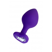 Фиолетовая анальная втулка Diamond Heart с прозрачным кристаллом - 8 см. - ToyFa - купить с доставкой в Подольске