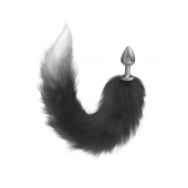 Серебристая анальная пробка с черным хвостом Galaxy - Lola Games - купить с доставкой в Подольске