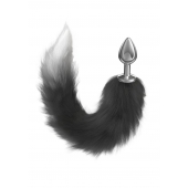 Серебристая анальная пробка с черным хвостом Starlit - Lola Games - купить с доставкой в Подольске