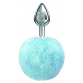 Серебристая анальная пробка с голубым пушистым хвостиком Twinkle - Lola Games - купить с доставкой в Подольске