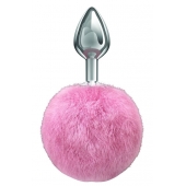 Серебристая анальная пробка с розовым пушистым хвостиком Twinkle - Lola Games - купить с доставкой в Подольске