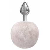 Серебристая анальная пробка с белым пушистым хвостиком Twinkle - Lola Games - купить с доставкой в Подольске