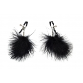 Зажимы на соски с черным пухом Euphoric - Lola Games - купить с доставкой в Подольске