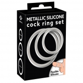 Набор из 3 эрекционных колец под металл Metallic Silicone Cock Ring Set - Orion - в Подольске купить с доставкой