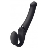 Черный безремневой вибрострапон Silicone Bendable Strap-On M - Strap-on-me - купить с доставкой в Подольске