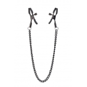 Черные зажимы на соски на цепочке BLAZE DELUXE NIPPLE CLAMPS - Dream Toys - купить с доставкой в Подольске