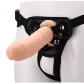 Черные трусики с телесной насадкой STRAP ON REAL DILDO - 21 см. - Dream Toys - купить с доставкой в Подольске