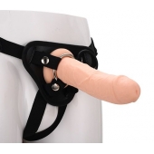 Черные трусики с телесной насадкой STRAP ON REAL DILDO - 21 см. - Dream Toys - купить с доставкой в Подольске