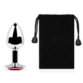 Серебристая анальная пробка с красным стразом - 7,2 см. - Anal Jewelry Plug - купить с доставкой в Подольске