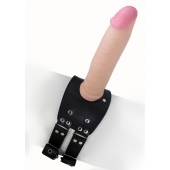 Черный узкий пояс на бедро с телесной насадкой - LOVETOY (А-Полимер) - купить с доставкой в Подольске