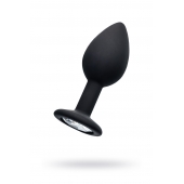 Черная анальная втулка с прозрачным стразом - 7,2 см. - POPO Pleasure - купить с доставкой в Подольске