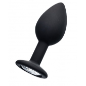 Черная анальная втулка с прозрачным стразом - 7,2 см. - POPO Pleasure - купить с доставкой в Подольске