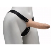 Пустотелый реалистичный фаллопротез на ремешках с заклепками - 17,5 см. - LOVETOY (А-Полимер) - купить с доставкой в Подольске