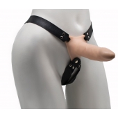 Пустотелый реалистичный фаллопротез на ремешках с заклепками - 16,5 см. - LOVETOY (А-Полимер) - купить с доставкой в Подольске