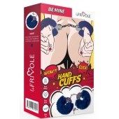 Шикарные темно-синие меховые наручники с ключиками - Le Frivole - купить с доставкой в Подольске