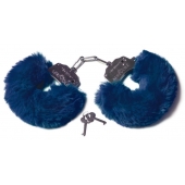 Шикарные темно-синие меховые наручники с ключиками - Le Frivole - купить с доставкой в Подольске