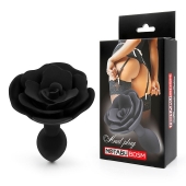 Черная гладкая анальная втулка-роза - Notabu - купить с доставкой в Подольске