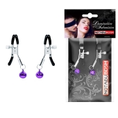 Оригинальные зажимы на соски с фиолетовыми шариками - Notabu - купить с доставкой в Подольске