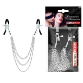 Оригинальные зажимы на соски с тройной цепочкой - Notabu - купить с доставкой в Подольске