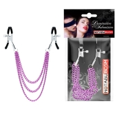 Оригинальные зажимы на соски с тройной розовой цепочкой - Notabu - купить с доставкой в Подольске