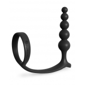 Черная анальная цепочка с эрекционным кольцом Ass-gasm Cockring Anal Beads - Pipedream - в Подольске купить с доставкой