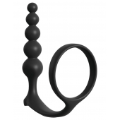 Черная анальная цепочка с эрекционным кольцом Ass-gasm Cockring Anal Beads - Pipedream - в Подольске купить с доставкой