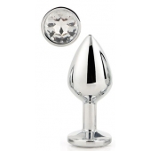 Серебристая анальная втулка с прозрачным кристаллом - 7,1 см. - Dream Toys - купить с доставкой в Подольске