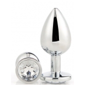 Серебристая анальная втулка с прозрачным кристаллом - 7,1 см. - Dream Toys - купить с доставкой в Подольске