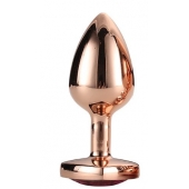 Золотистая анальная втулка с кристаллом-сердечком розового цвета - 7,1 см. - Dream Toys - купить с доставкой в Подольске