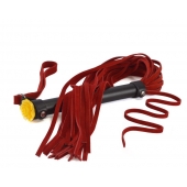 Красная многохвостая плеть с розой на рукояти - 60 см. - Sitabella - купить с доставкой в Подольске