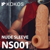 Телесная открытая насадка-реалистик с подхватом мошонки Nude Sleeve M - 12 см. - KOKOS - в Подольске купить с доставкой