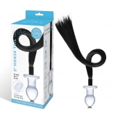 Стеклянная анальная пробка с черным конским хвостом - Glas - купить с доставкой в Подольске