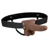 Коричневый перезаряжаемый вибрострапон - 18 см. - Lux Fetish - купить с доставкой в Подольске