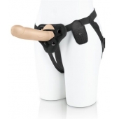 Телесный вибратор на трусиках с кольцом - 18 см. - Pegasus - купить с доставкой в Подольске