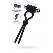 Черное эрекционное лассо Ect с виброэлементом - A-toys - в Подольске купить с доставкой