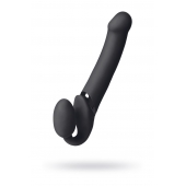 Черный безремневой вибрострапон Vibrating Bendable Strap-On L - Strap-on-me - купить с доставкой в Подольске