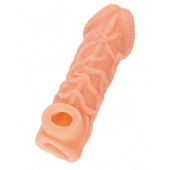 Телесная закрытая насадка с венками Cock Sleeve Size S - 13,8 см. - KOKOS - в Подольске купить с доставкой