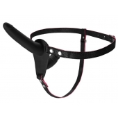 Черный страпон на ремнях с вагинальной пробкой - 15 см. - ToyFa - купить с доставкой в Подольске