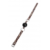 Черный кляп-шар на леопардовых ремешках Anonymo - ToyFa - купить с доставкой в Подольске