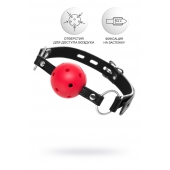 Красный кляп-шар на черных ремешках - ToyFa - купить с доставкой в Подольске