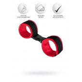 Красно-черные велюровые наручники Anonymo - ToyFa - купить с доставкой в Подольске