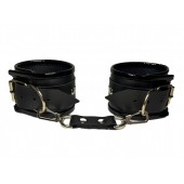 Черные наручники из эко-кожи - БДСМ Арсенал - купить с доставкой в Подольске