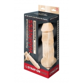 Поясной фаллоимитатор с мошонкой телесного цвета - 18 см. - LOVETOY (А-Полимер) - купить с доставкой в Подольске