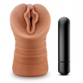 Мастурбатор-вагина цвета карамели Sofia с вибрацией - Blush Novelties - в Подольске купить с доставкой