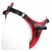 Красно-черный женский пояс с 2 способами крепления насадок - LOVETOY (А-Полимер) - купить с доставкой в Подольске