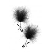Зажимы на соски с черными пуховыми кисточками Sweet Caress Feather Nipple Clumps - Sweet Caress - купить с доставкой в Подольске