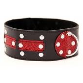 Чёрно-красный ошейник с клёпками - БДСМ Арсенал - купить с доставкой в Подольске