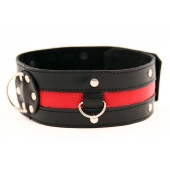 Чёрный ошейник с красной полосой - БДСМ Арсенал - купить с доставкой в Подольске