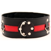 Чёрный ошейник с красной полосой - БДСМ Арсенал - купить с доставкой в Подольске